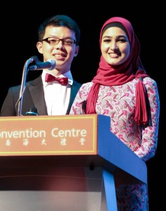 Emcees of the night – Mr Russell Wong (left), Ms Nadira Nazir (right)